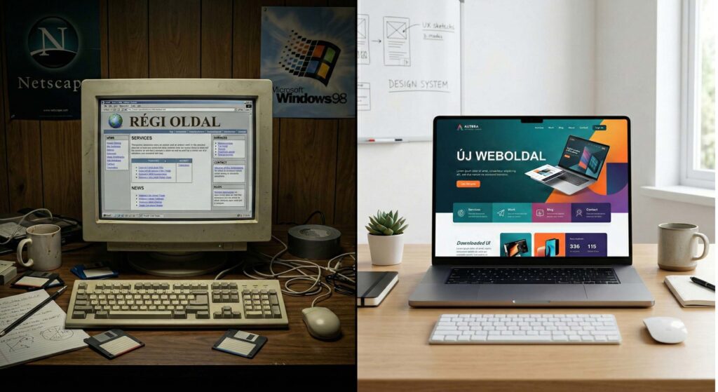 Régi és új weboldalak összehasonlítása.