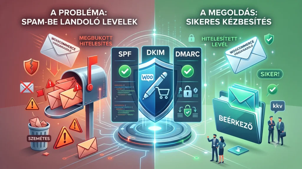 Miért landol a WooCommerce visszaigazoló e-mailed a SPAM-ben? SPF, DKIM és DMARC kkv-knak
