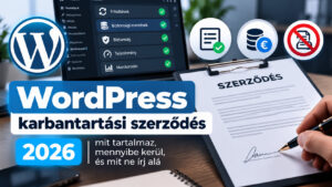 WordPress karbantartási szerződés 2026: mit tartalmaz, mennyibe kerül, és mit ne írj alá
